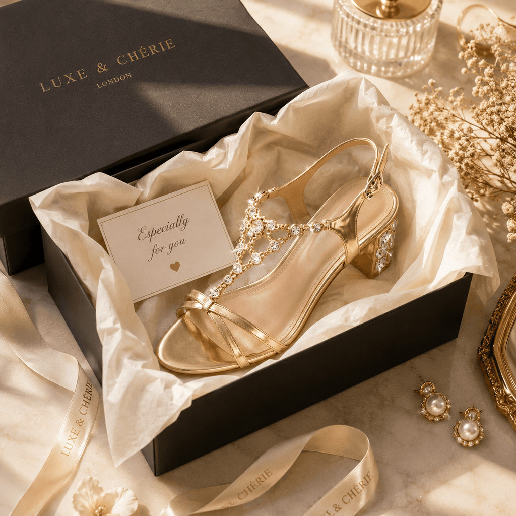 Gold Sandals for Women – Vintage Glam Rhinestone Block Heel