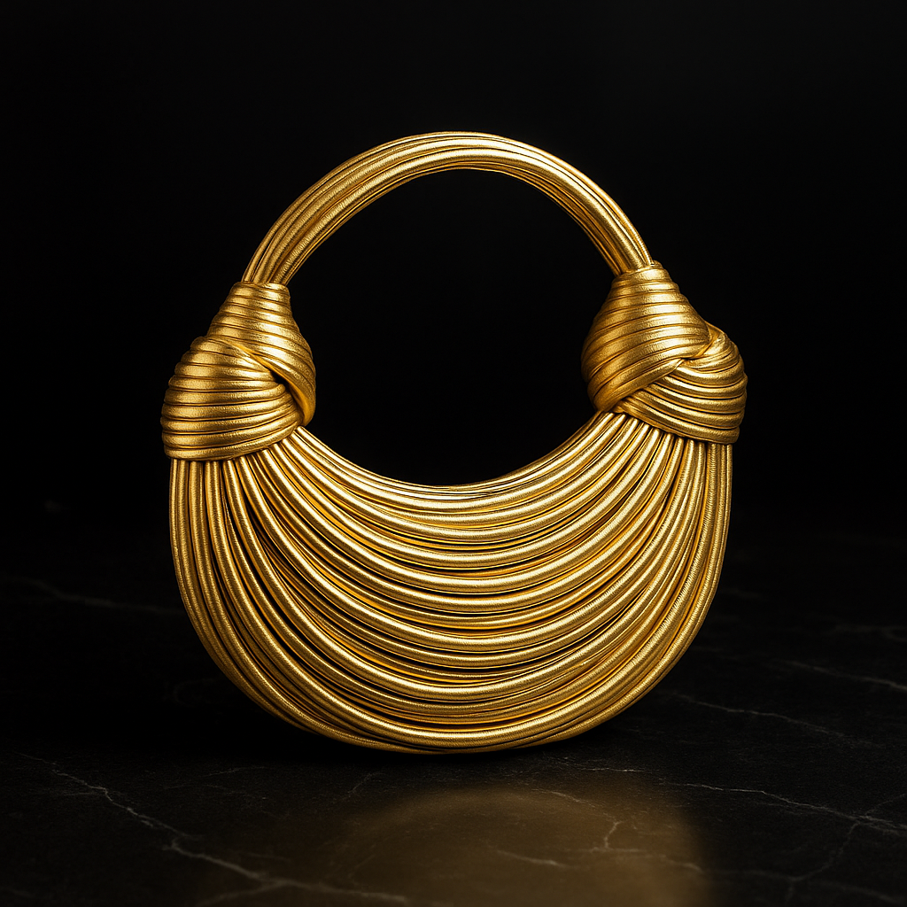 Golden Allure: The Handwoven Dumpling Bag by Bella Carry