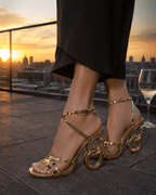 Gold High Heels for Women – Golden Stride Chain Ring Statement Heel