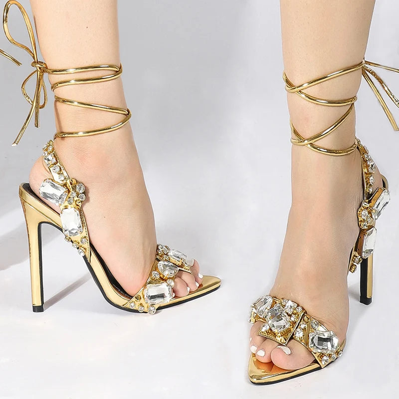 Golden Luxe Crystal Heels