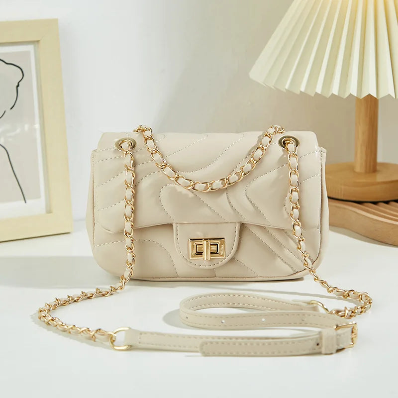 Casual chique crossbody bolsa feminina na moda corrente bolsa de ombro único estilo rua couro do plutônio compacto quadrado bloqueio fivela