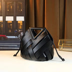 Fashionable Handwoven Leather Bucket Bag 2025 New Style Handheld Crossbody Shoulder Bag with Hollow out Design for Women