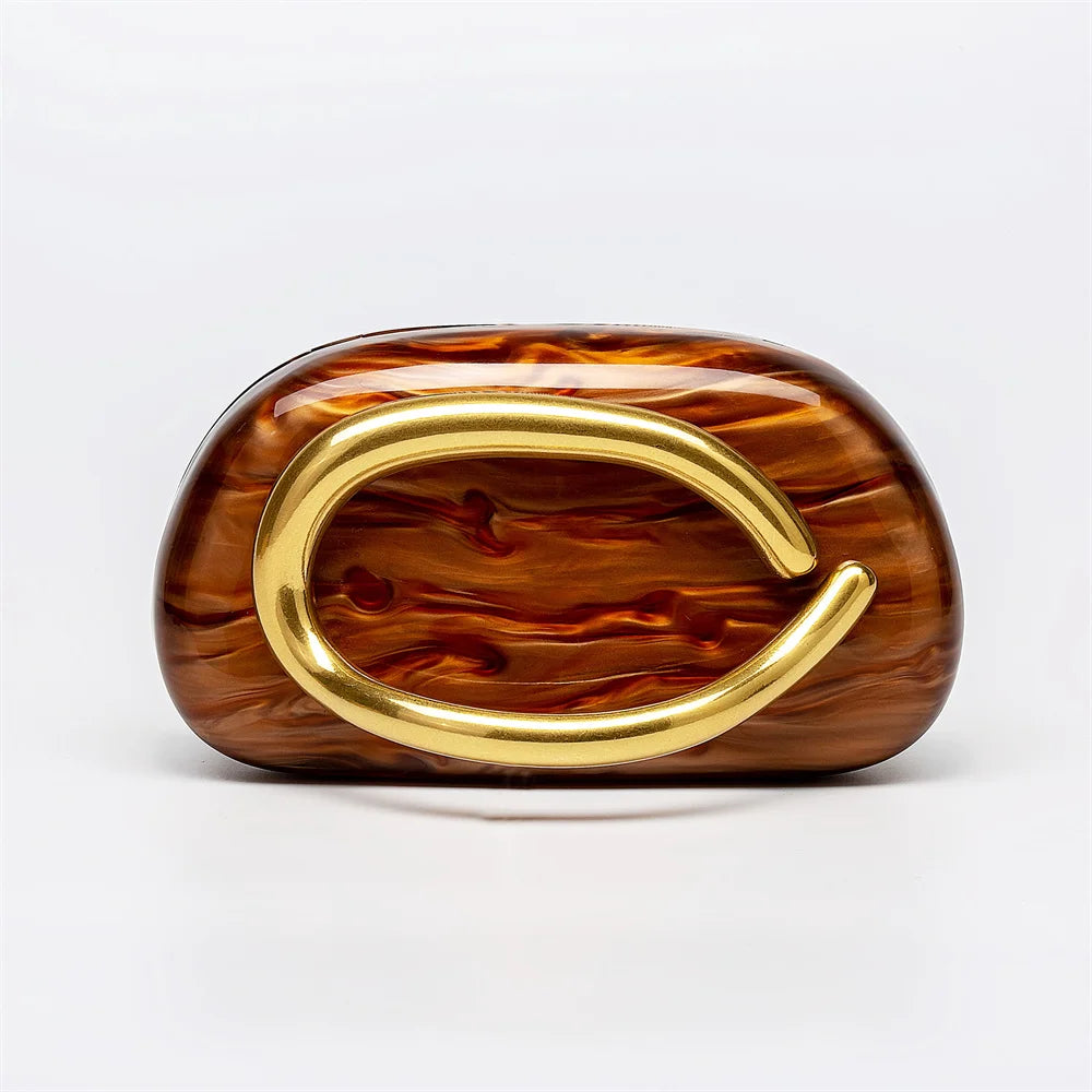 Women Big Brass Metal Name Acrylic Box Clutch Evening Bags Bridal Wedding Purses And Handbags Beach Gift Luxury Designer Purse