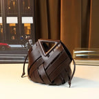 Fashionable Handwoven Leather Bucket Bag 2025 New Style Handheld Crossbody Shoulder Bag with Hollow out Design for Women