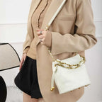 Bolsa balde de pele de carneiro de couro genuíno bolsa feminina padrão de diamante bolsa de corrente crossbody forro de algodão macio fivela magnética