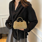 MOODS Rhinestone Tassel Evening Banquet Bag Glitter Ladies Clutch Purse With Chain Wedding Dinner Party Luxury Designer Handbags