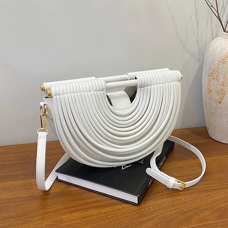 MOODS Luxury Evening Clutch Purses For Women Golden Noodle Half Moon Crossbody Bag Wedding Dinner Party Luxury Designer Handbags