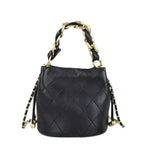 Bolsa balde de pele de carneiro de couro genuíno bolsa feminina padrão de diamante bolsa de corrente crossbody forro de algodão macio fivela magnética