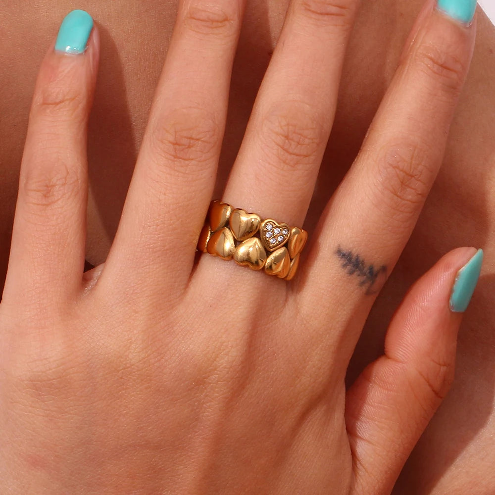 Double Heart Spark Ring