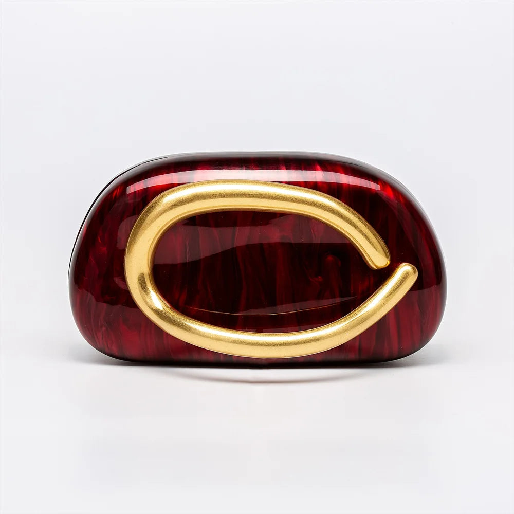 Women Big Brass Metal Name Acrylic Box Clutch Evening Bags Bridal Wedding Purses And Handbags Beach Gift Luxury Designer Purse