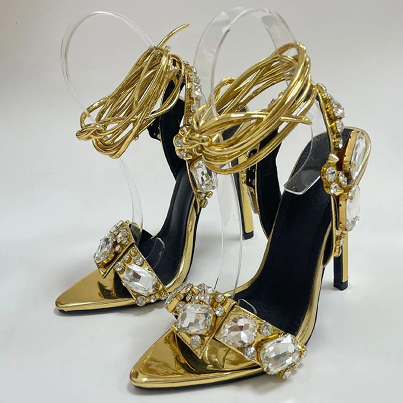 Golden Luxe Crystal Heels