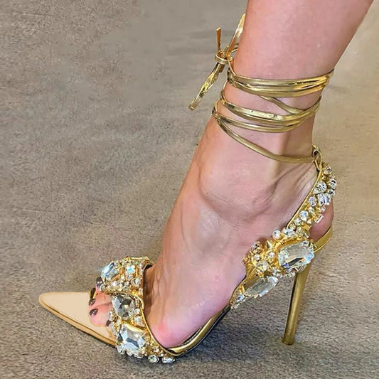 Golden Luxe Crystal Heels