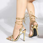 Golden Luxe Crystal Heels 