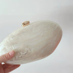Oval Marble Beige Shell Acrylic Luxury Elegant Lady Evening Bag Cute Handbag Wedding Lady Girl Female Mini Purse