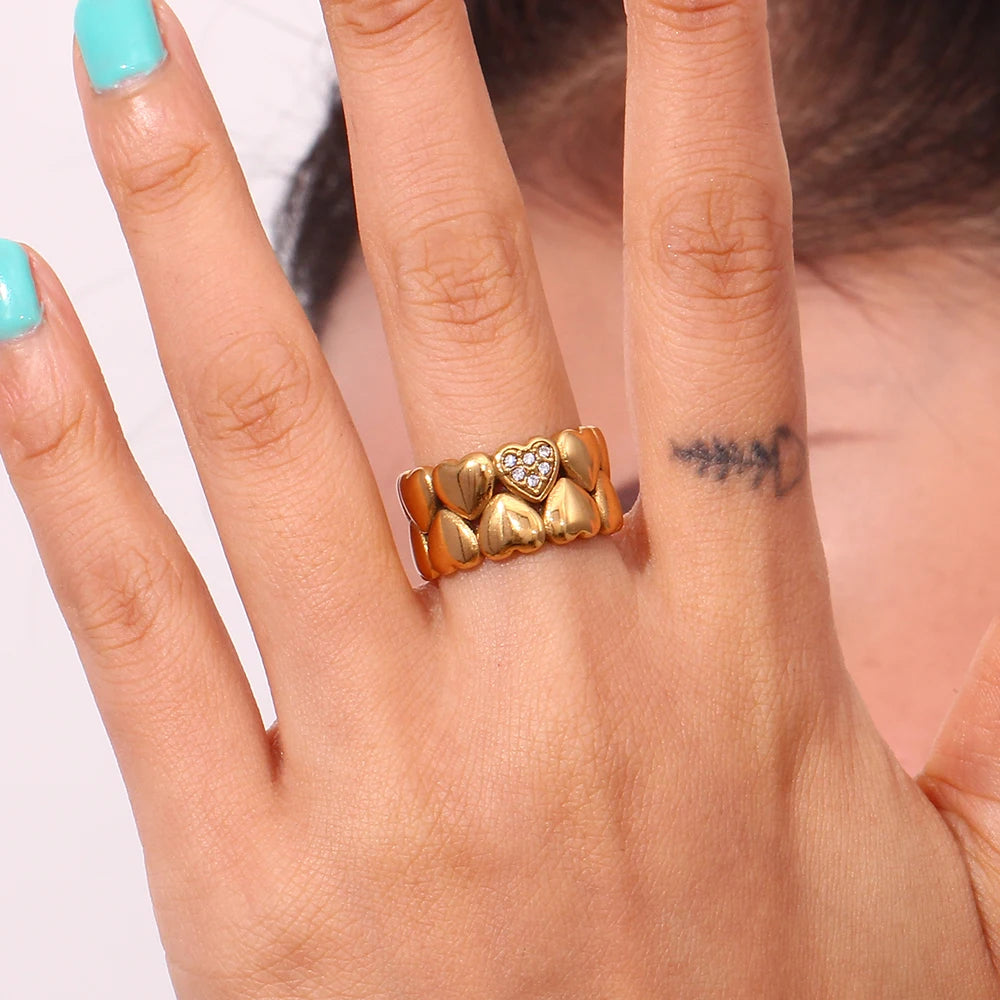 Double Heart Spark Ring