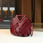 Fashionable Handwoven Leather Bucket Bag 2025 New Style Handheld Crossbody Shoulder Bag with Hollow out Design for Women